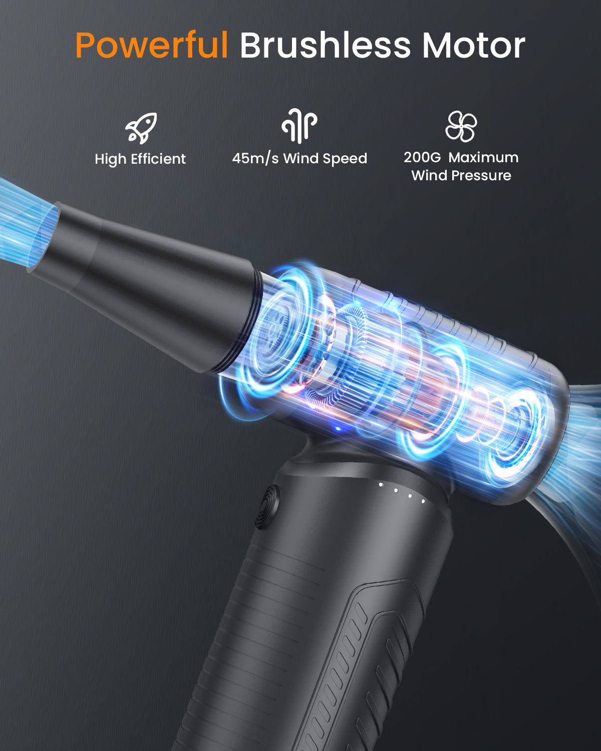 200,000 RPM Electric Compressed Air Duster, 3 Gear Adjustable, 9,000mAh, for Computer/Office/Home/Car