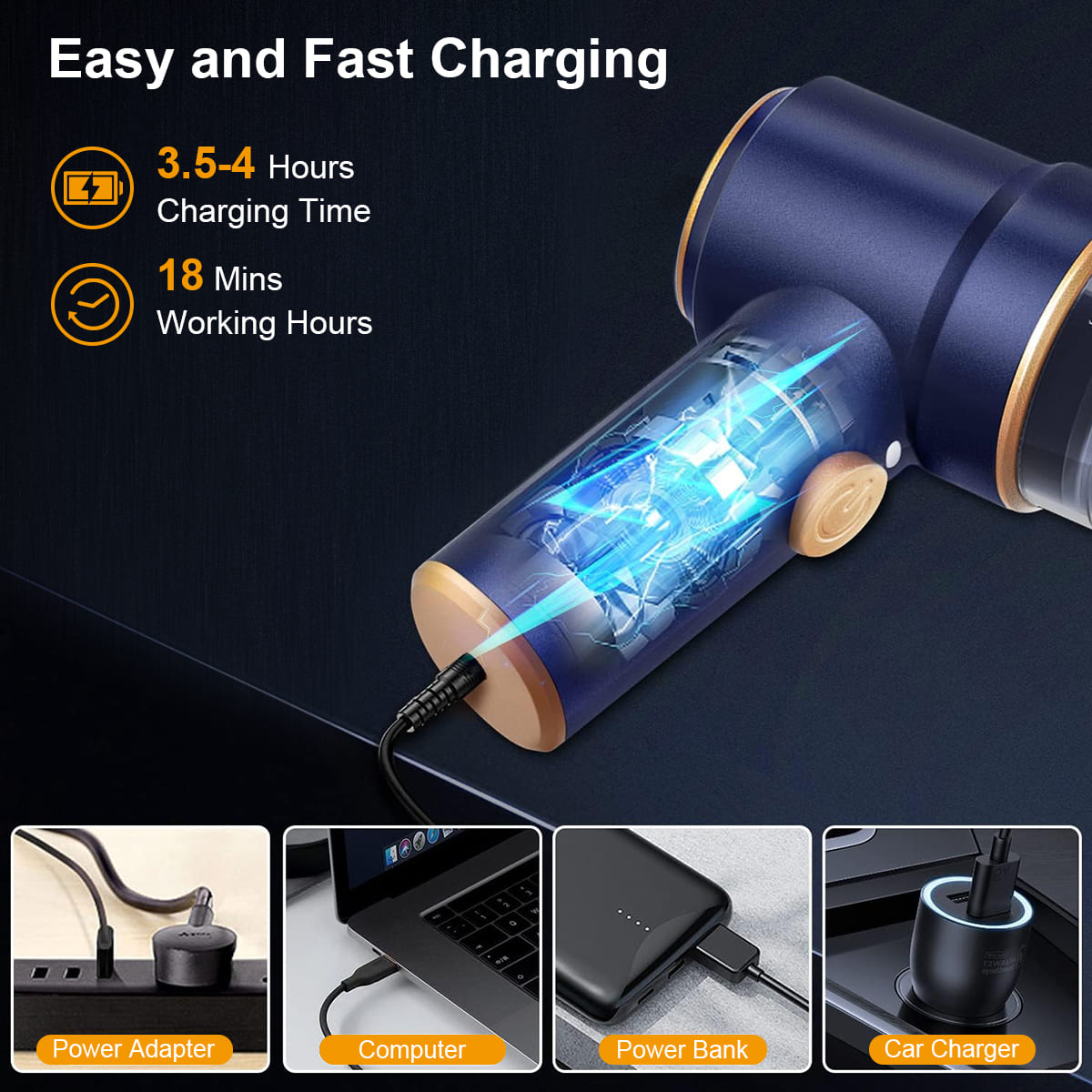 4000Pa 50W Cordless Mini Car Vacuum, 2-in-1, LED, for Car/Home/Office