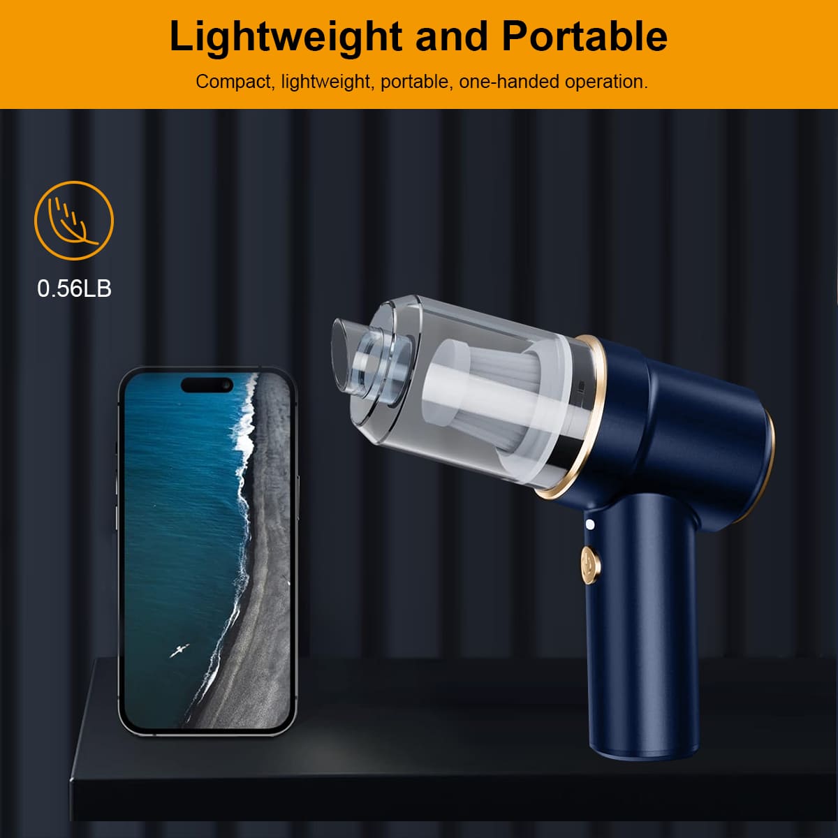4000Pa 50W Cordless Mini Car Vacuum, 2-in-1, LED, for Car/Home/Office