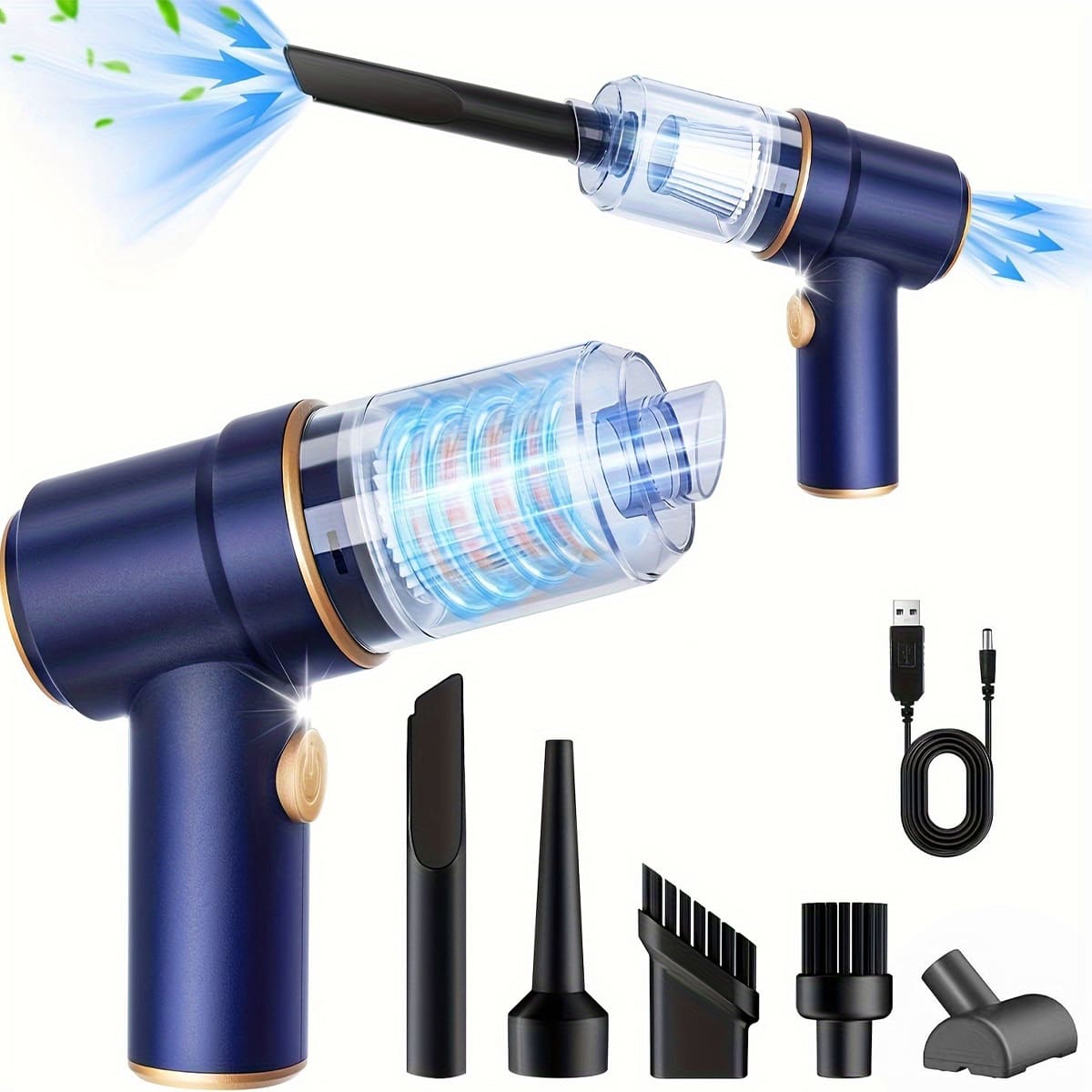 4000Pa 50W Cordless Mini Car Vacuum, 2-in-1, LED, for Car/Home/Office