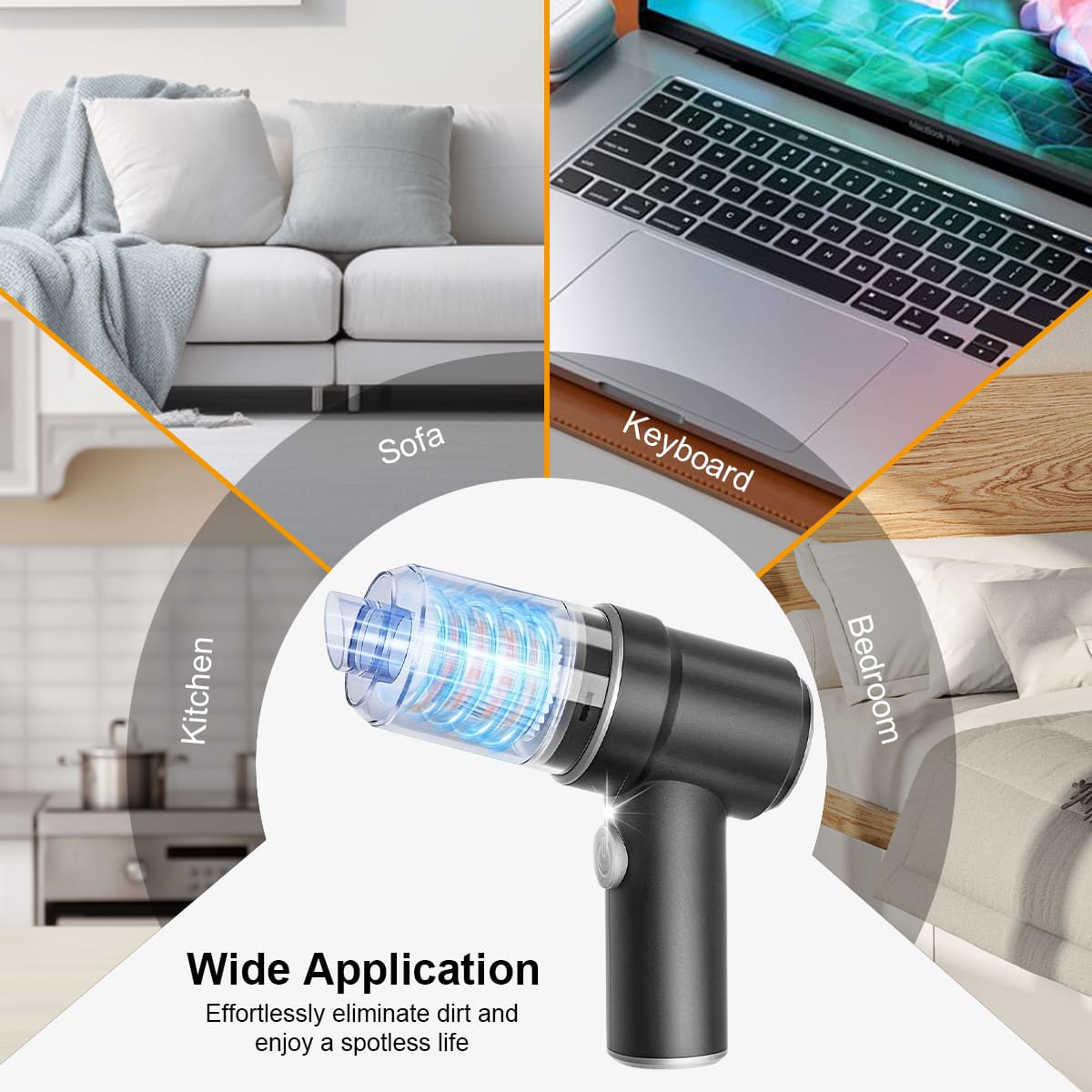 4KPa 2-in-1 Cordless Mini Car Vacuum, for Car/Office/Home