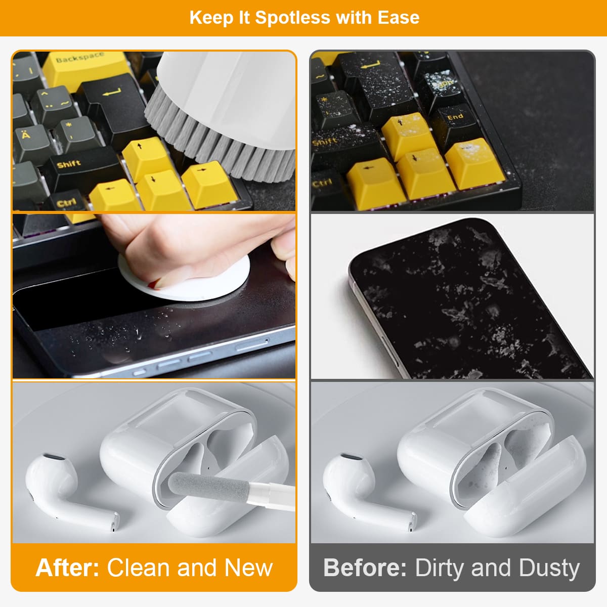 BANKKY 20-in-1 Cleaner Kit, Screen & Keyboard, Brush, Spray, for Devices (Camera, Earbuds, Laptop, iPhone)