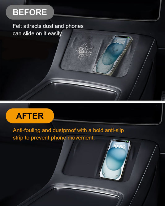 ANKKY Wireless Charger Mat for Tesla Model 3/Y 2016 - 2024, Center Console Anti-Slip Pad (Black)