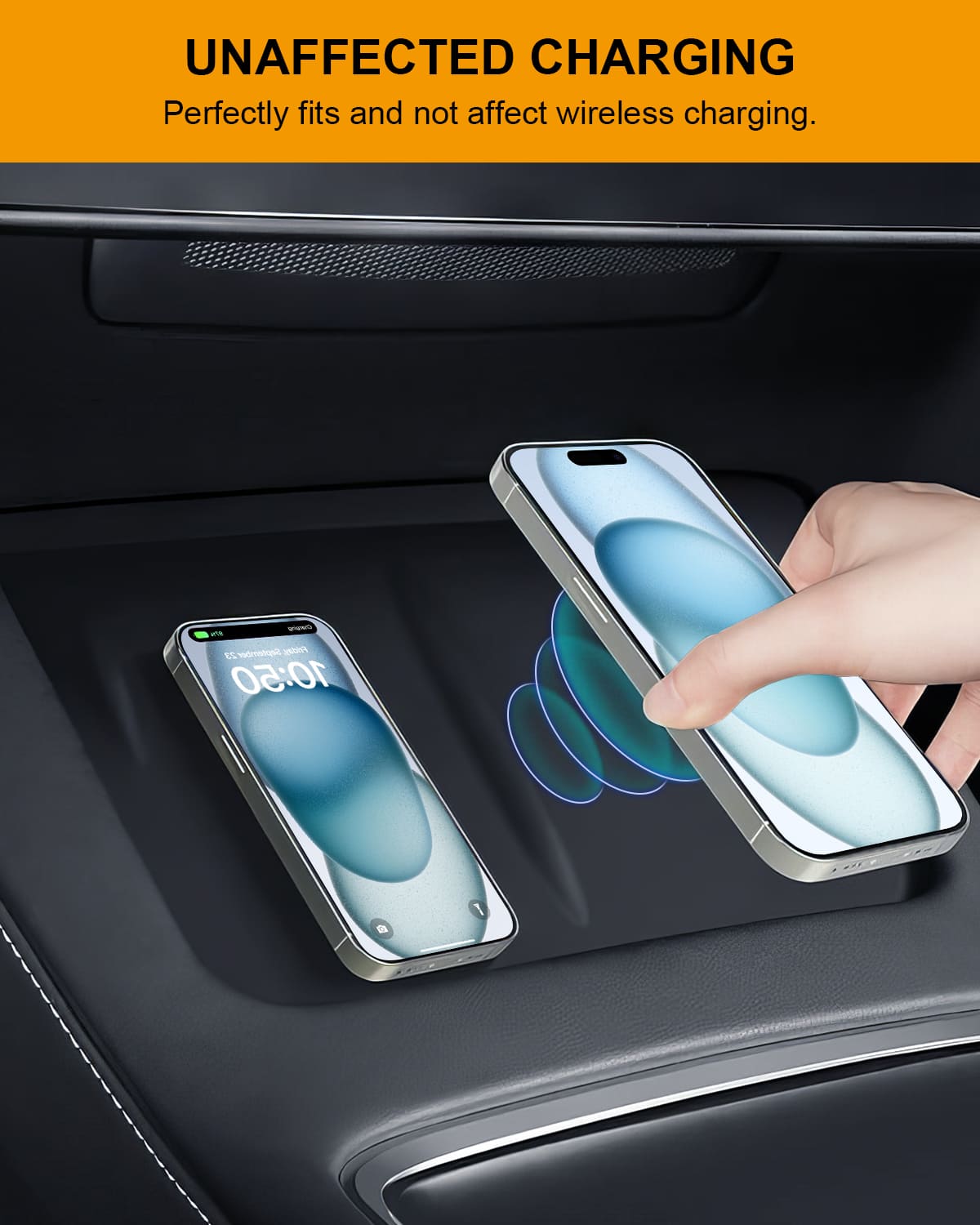 ANKKY Wireless Charger Mat for Tesla Model 3/Y 2016 - 2024, Center Console Anti-Slip Pad (Black)