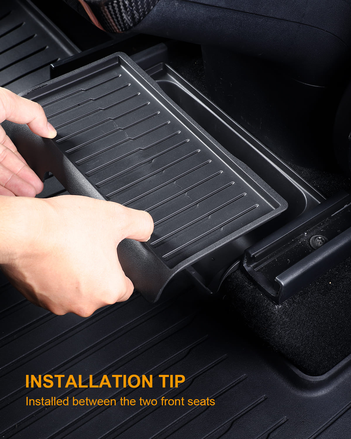 Tesla Model Y Rear Console Organizer, TPE Box, Anti-Slip Lid, 2020 - 2024