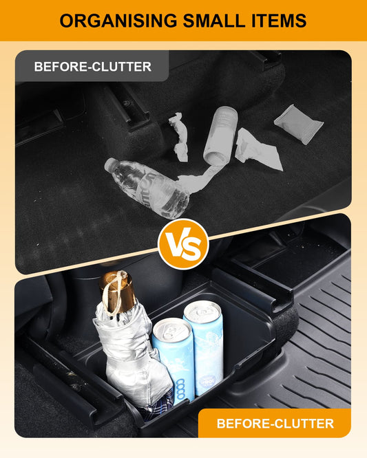 Tesla Model Y Rear Console Organizer, TPE Box, Anti-Slip Lid, 2020 - 2024