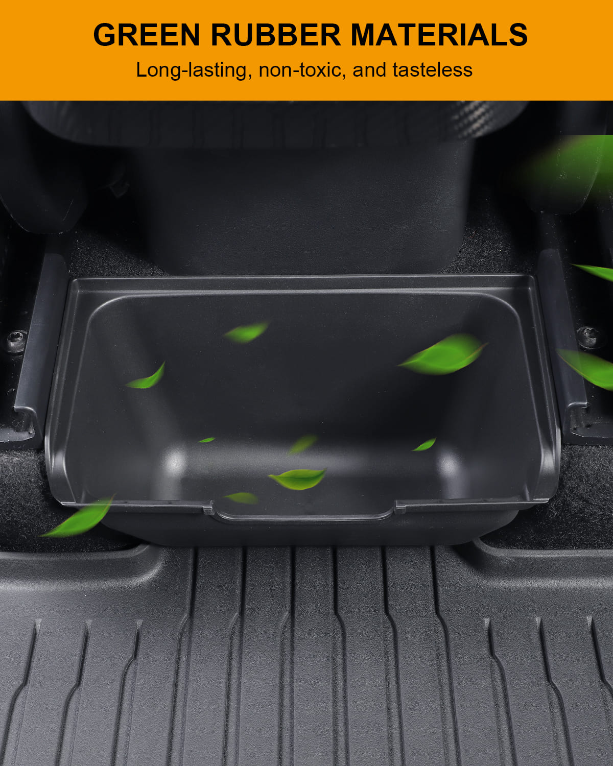 Tesla Model Y Rear Console Organizer, TPE Box, Anti-Slip Lid, 2020 - 2024