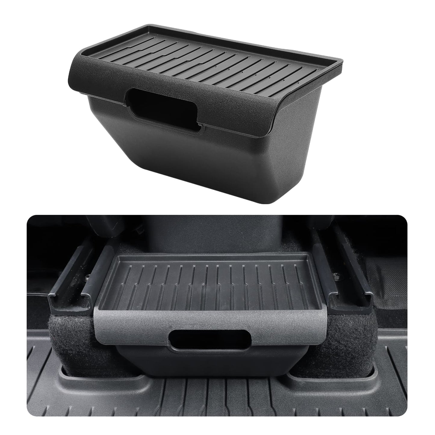Tesla Model Y Rear Console Organizer, TPE Box, Anti-Slip Lid, 2020 - 2024