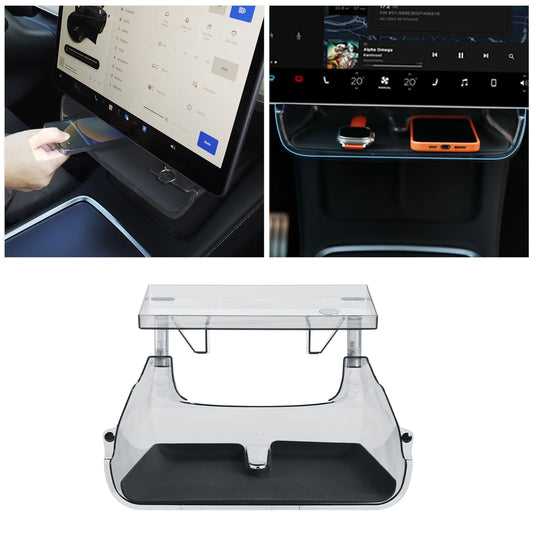 Tesla Model 3 2024 Console Tray, Magnetic Under - Screen Box, Tissue Holder, Easy Install