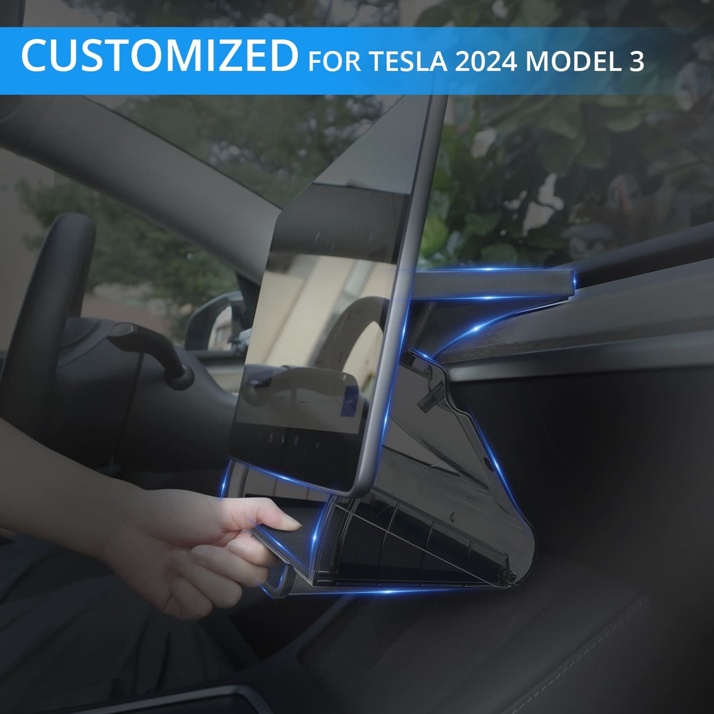 Tesla Model Y/3 Console Tray, Mag Under-Screen Box, Dash Tissue Holder, Easy Install