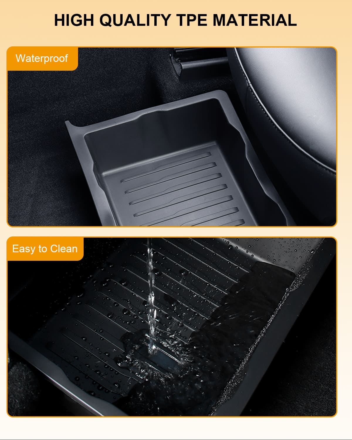 2PCS Tesla Model Y(2025-2020) Under Seat TPE Storage Box, Front/Back, Washable, Waterproof
