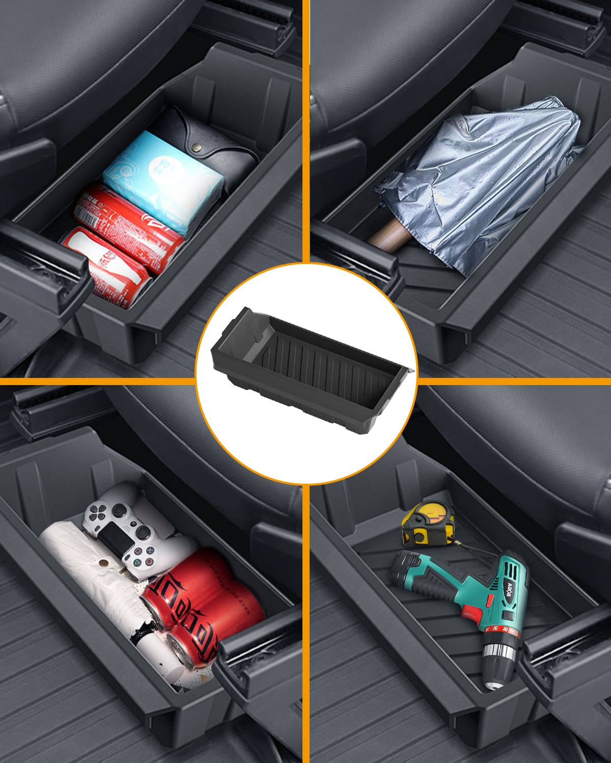 2 Pack Tesla Cybertruck(2024) Front Under Seat TPE Storage Box, Washable