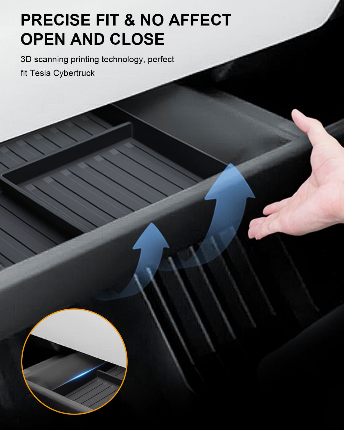 Tesla Cybertruck(2024) Glove Box, Center Console Organizer Tray, Anti-Slip Silicone Pad, TPE Material, Black
