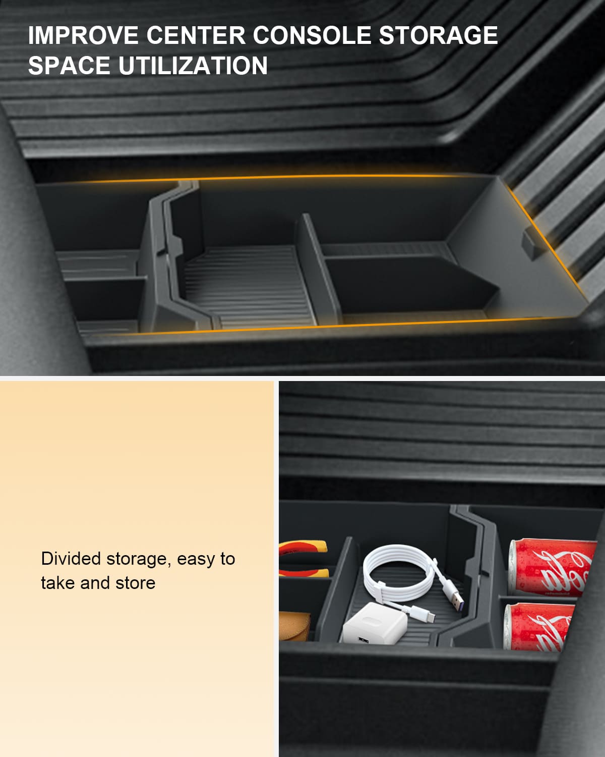 Cybertruck(2024) Console Tray, Lower, Armrest, Pad, Cup, Under Seat Box