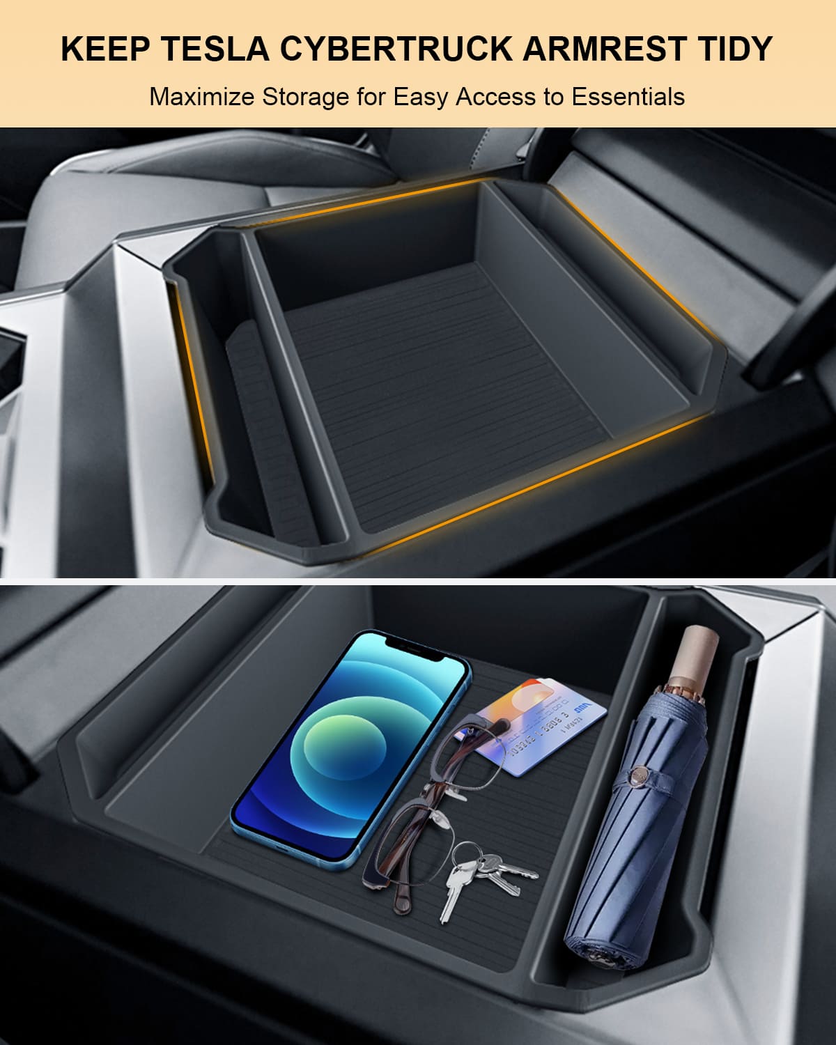 Cybertruck(2024) Console Tray, Lower, Armrest, Pad, Cup, Under Seat Box