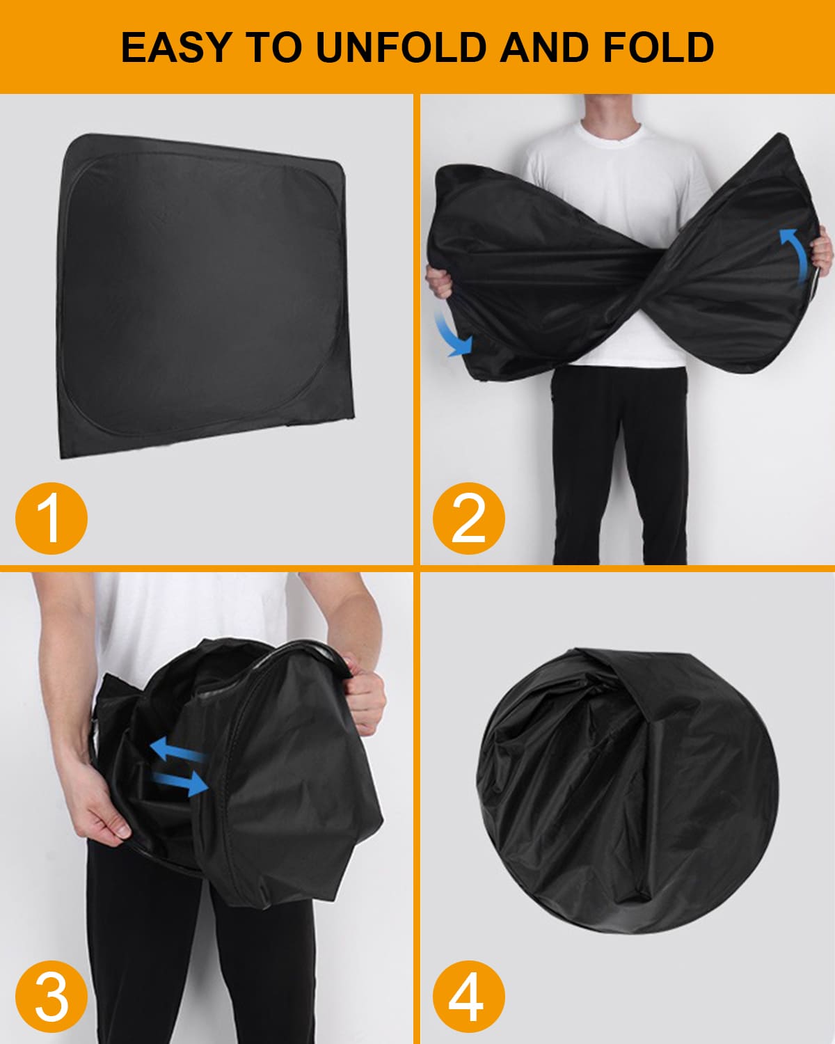 Tesla Model Y/3(2024-2016) Foldable Windshield Sunshade, Storage Bag, UV Block, Summer Accessory