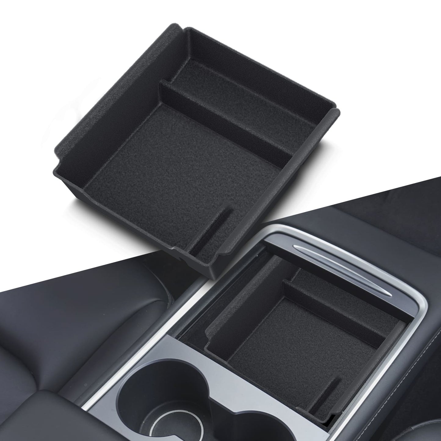 Tesla Model Y/3 (2021 - 2024) Console Tray, Velvet Anti - Scratch, Easy Install, Smooth Slide