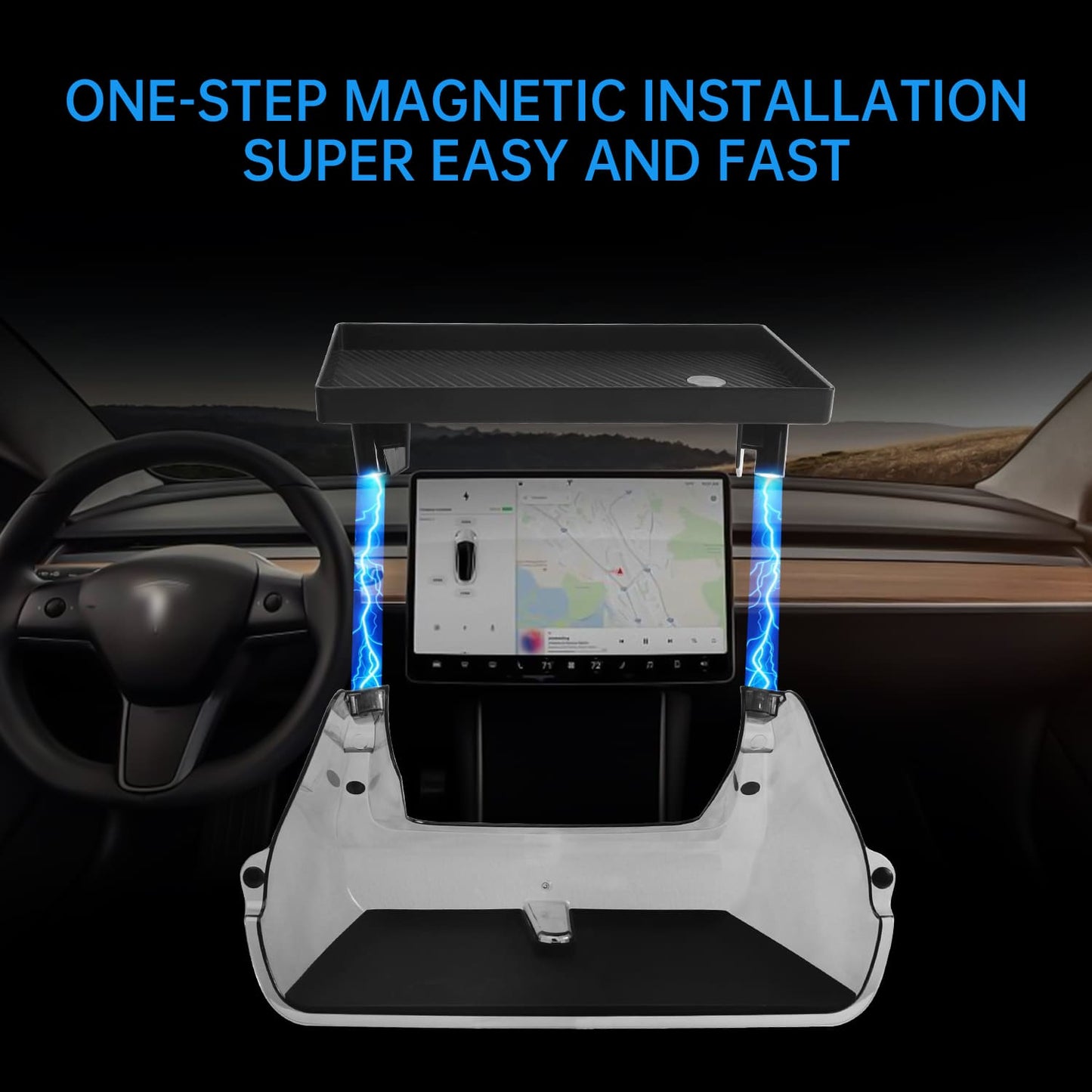 Tesla Model Y/3 Organizer Tray, Magnetic Box, Tissue Holder, Easy Install