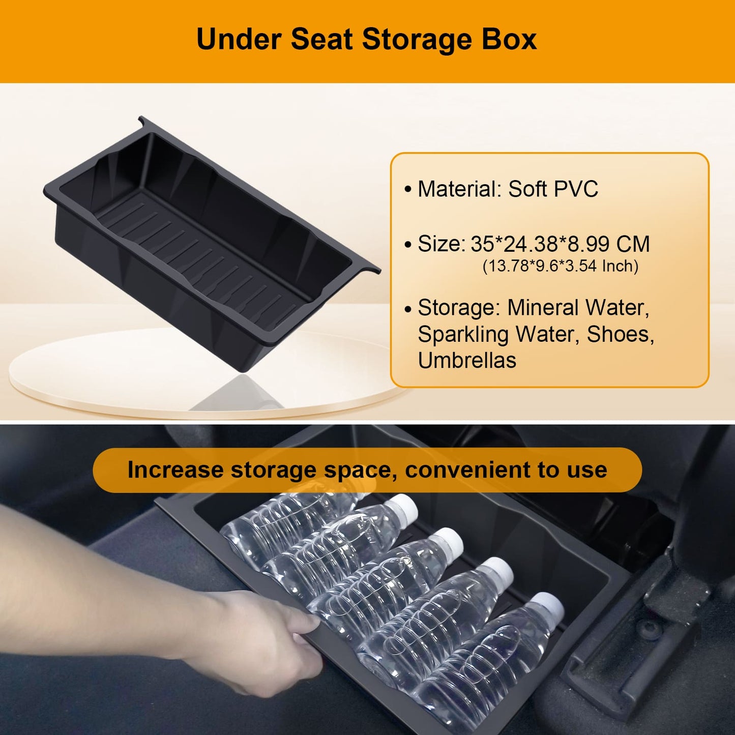 Tesla Model Y 2020-2024 5PCS Console Tray, Armrest/Hidden Storage, Cup Insert, Under Seat Box
