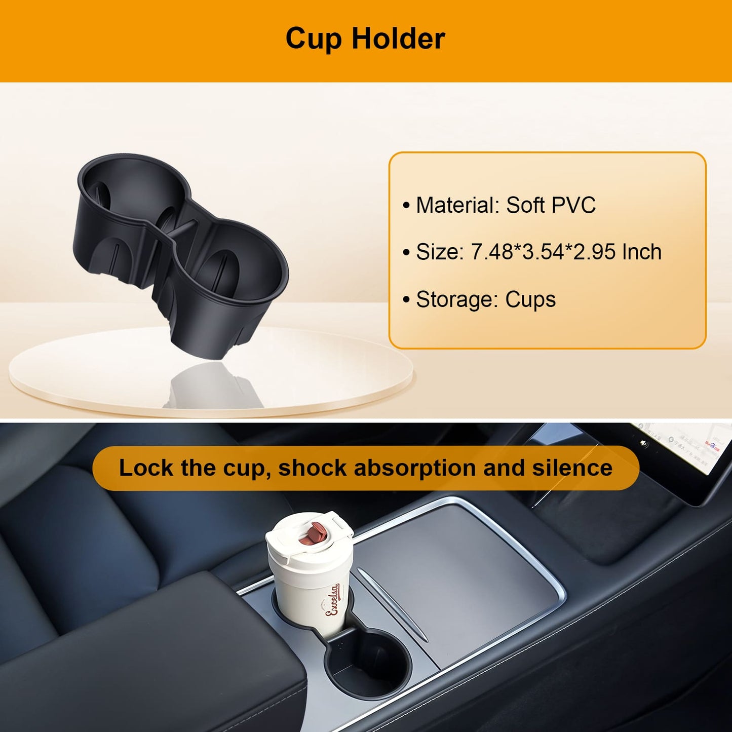 Tesla Model Y 2020-2024 5PCS Console Tray, Armrest/Hidden Storage, Cup Insert, Under Seat Box