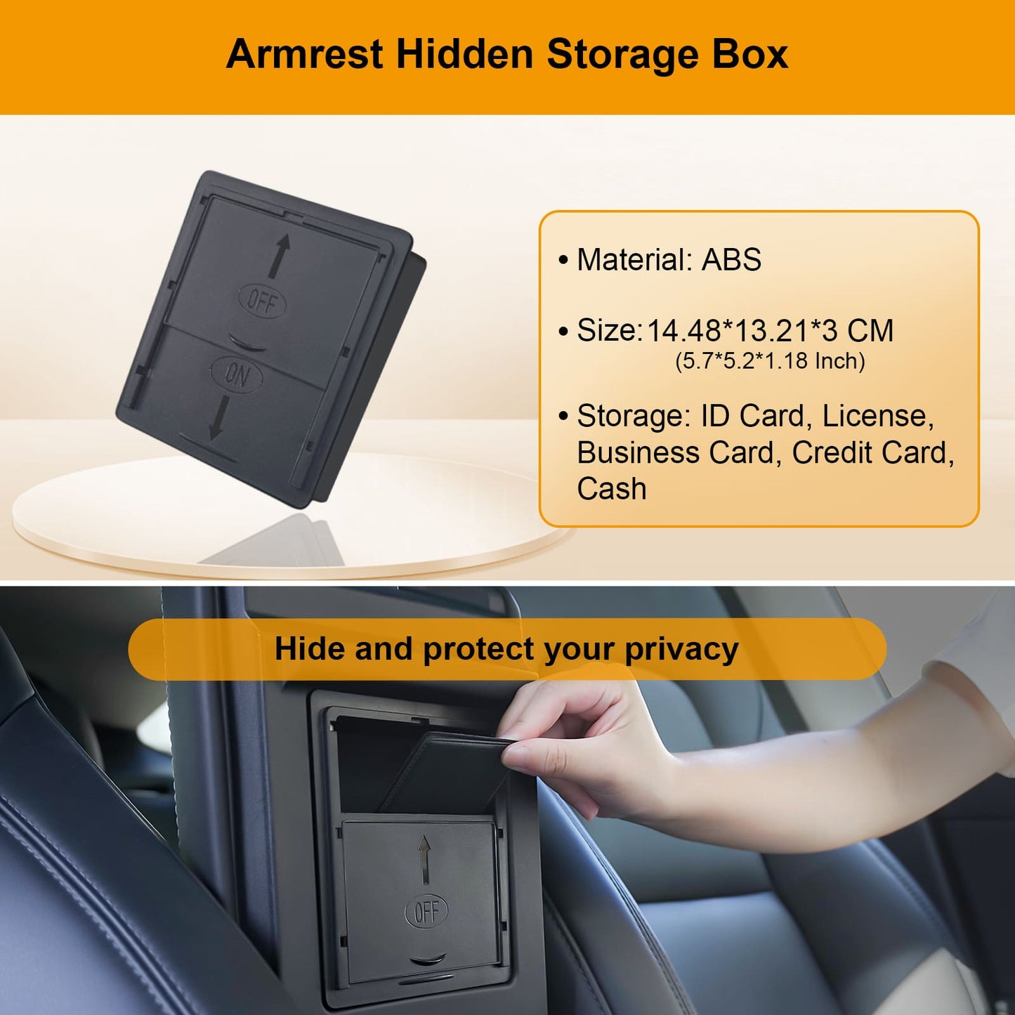 Tesla Model Y 2020-2024 5PCS Console Tray, Armrest/Hidden Storage, Cup Insert, Under Seat Box