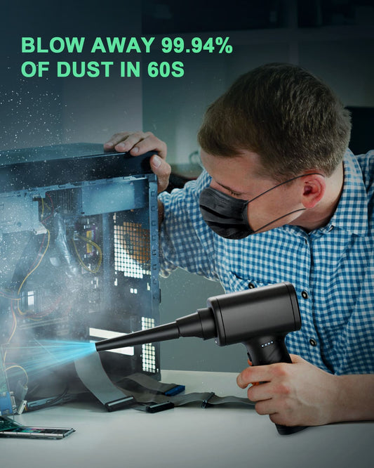 11-in-1 Air Duster, 3-Gear 120000 RPM, LED, Reusable, 9000mAh Cordless, for Computer/Car