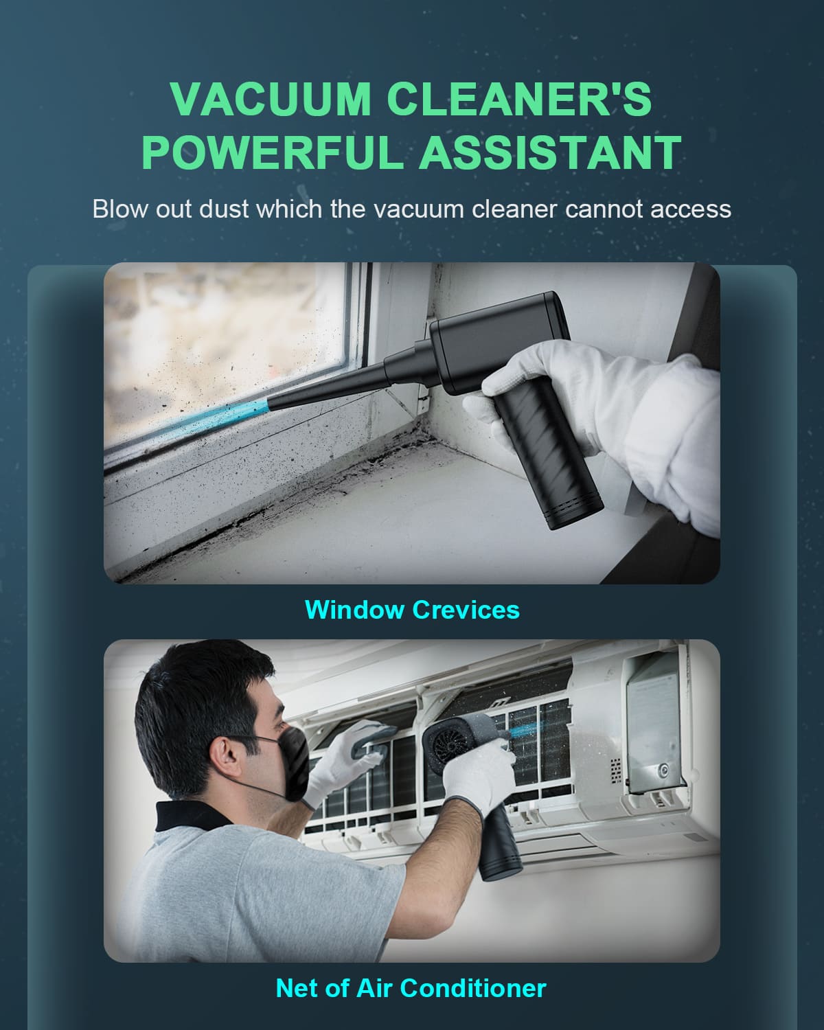 11-in-1 Air Duster, 3-Gear 120000 RPM, LED, Reusable, 9000mAh Cordless, for Computer/Car