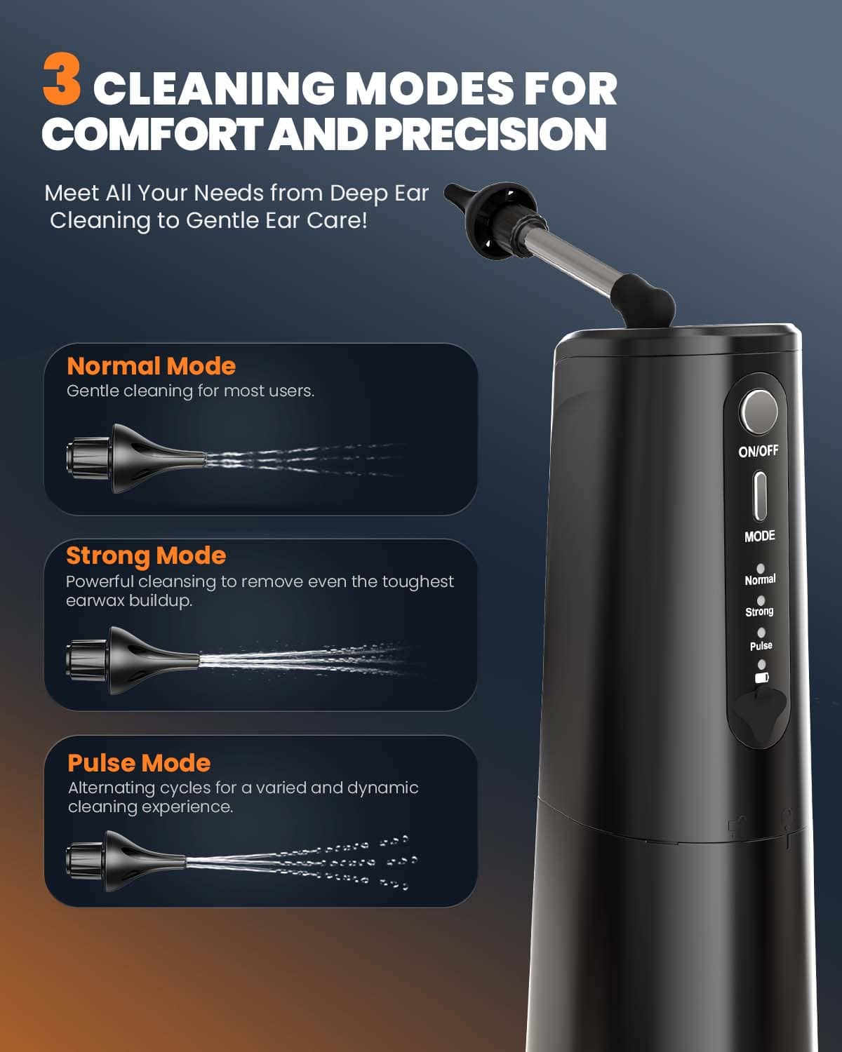 BANKKY Electric Ear Flush Kit, 7 Ear Picks, 16 Eartips, 3 Modes, Water-Powered, for Adults & Kids, Safe, Effective