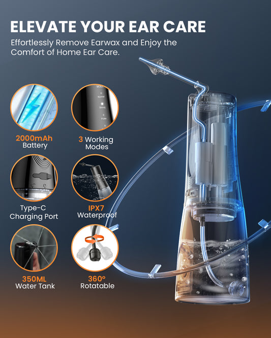 BANKKY Electric Ear Cleaner, 7 Picks, 16 Tips, 3 Modes, Water-Powered, for All
