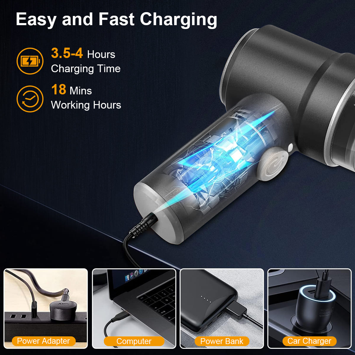 4KPa 2-in-1 Cordless Mini Car Vacuum, for Car/Office/Home
