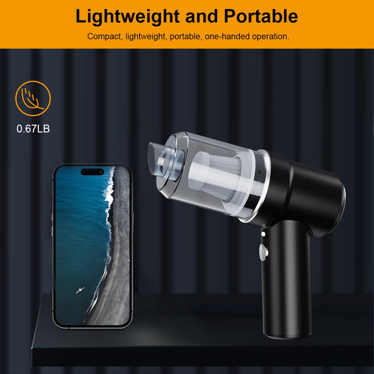 4KPa 2-in-1 Cordless Mini Car Vacuum, for Car/Office/Home