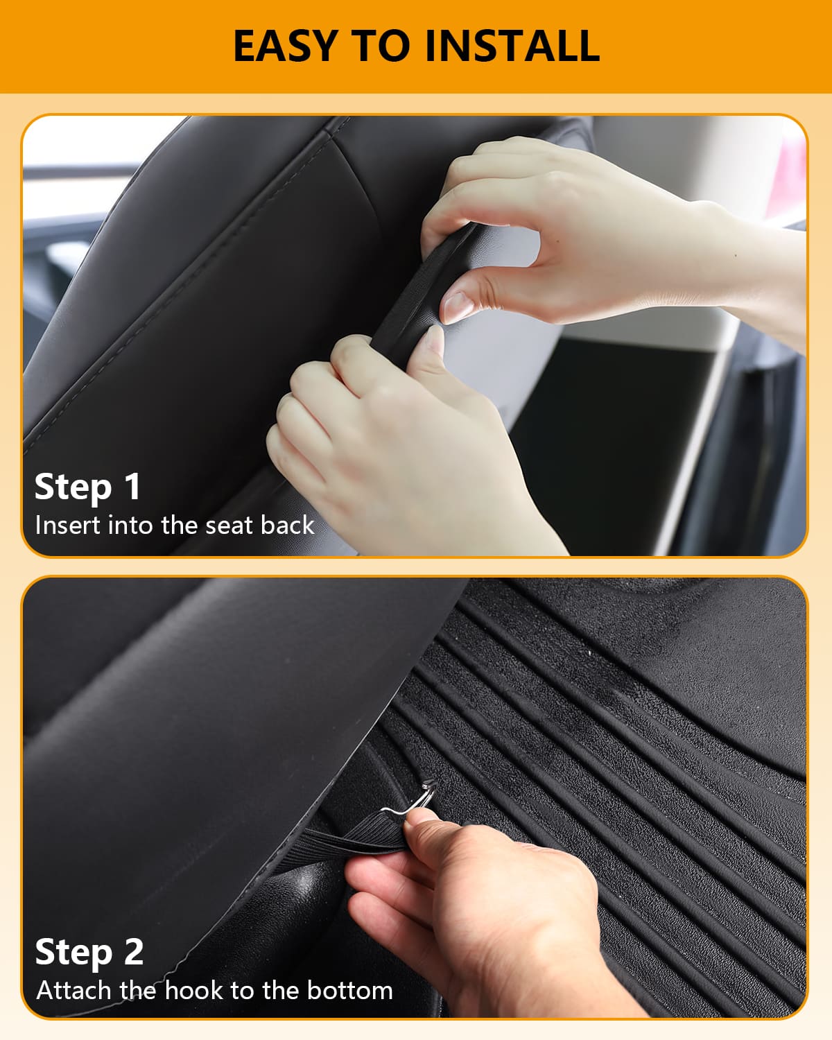 Tesla Model Y Leather Seat Back Protector, Kick Mats w/ Pocket, Waterproof Rear Door Sill, 2 Sets