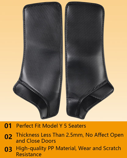 Tesla Model Y Leather Seat Back Protector, Kick Mats w/ Pocket, Waterproof Rear Door Sill, 2 Sets