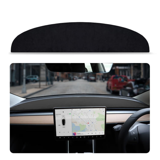 Tesla Model 3/Y Dashboard Flannel Cover, Compatible 2016 - 2024, Black Interior Decor
