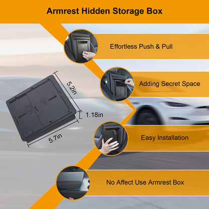 Tesla Model Y 2020-2024 7PCS Console Kit: Armrest, Hidden Box, Cup, Under Seat, Wireless Charger