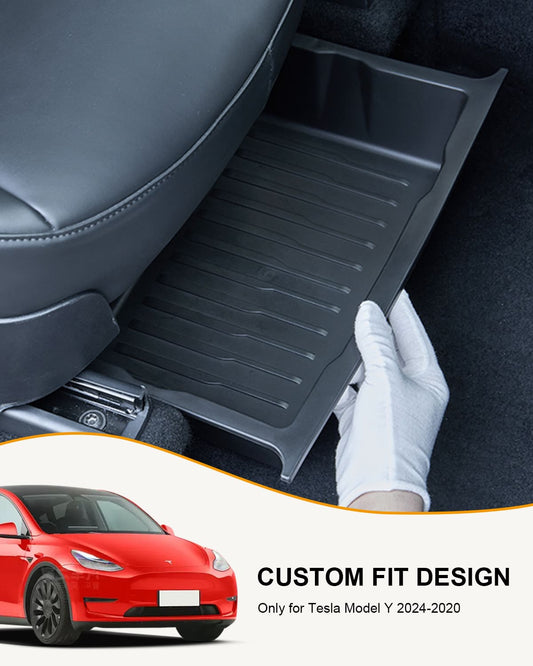 2PCS Tesla Model Y(2025-2020) Under Seat TPE Storage Box, Front/Back, Washable, Waterproof