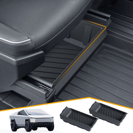 2 Pack Tesla Cybertruck(2024) Front Under Seat TPE Storage Box, Washable