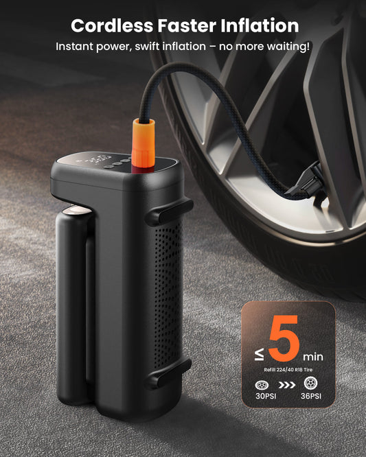 150PSI Tire Inflator, 7800mAh, Cordless, Fast Inflate, Gauge, for Vehicles/Ball