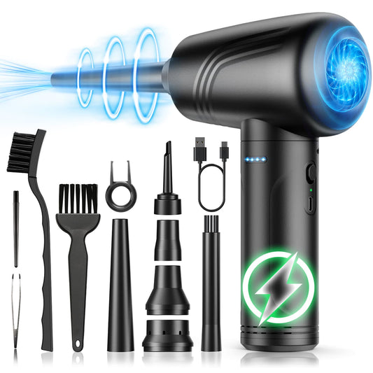 11-in-1 Air Duster, 3-Gear 120000 RPM, LED, Reusable, 9000mAh Cordless, PC/Car