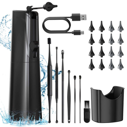 BANKKY Electric Ear Flush Kit, 7 Ear Picks, 16 Eartips, 3 Modes, Water-Powered, for Adults & Kids, Safe, Effective